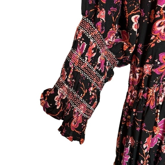 Free People Sweet Escape Floral Long Sleeve Boho Smocked Bodice Maxi Dre… - Picture 9 of 16